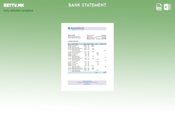 модерен стил Либерија Пристап до шаблон за ексел извод од банка